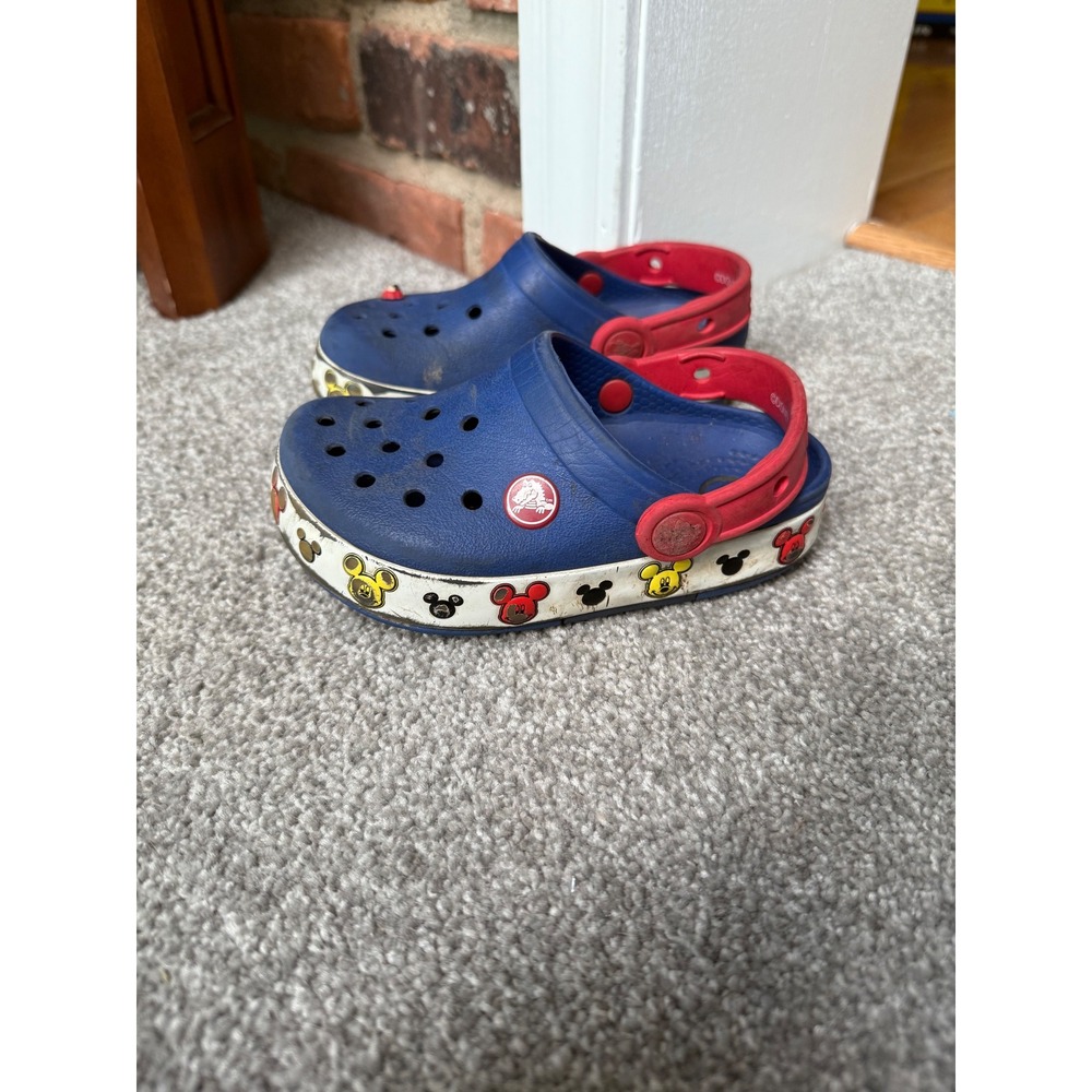 Crocs Kids‎ Mickey Mouse Clogs Blue Red Disney Character Shoes Size 10 Toddler